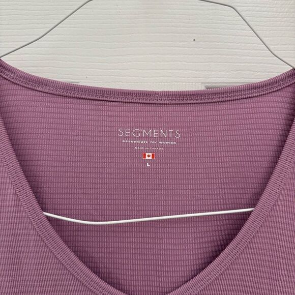 Seg’Ments Women’s Baselayer Size Large Purple Cropped Sleeve V Neck Hiking - Picture 2 of 4